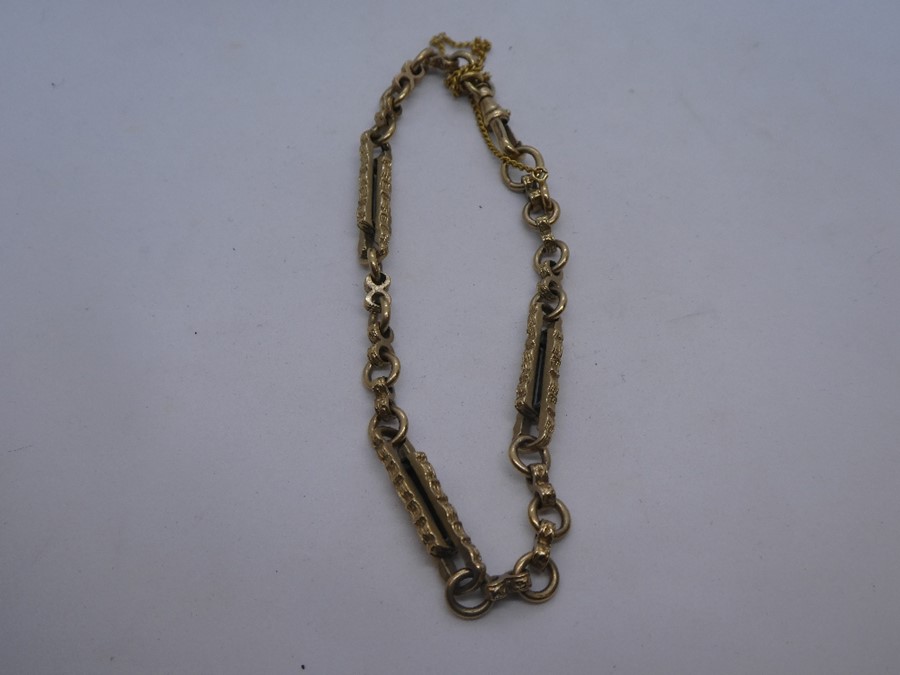 9ct yellow gold bracelet, with safety chain, marked 375, maker SAL, approx 14.6g
