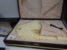 A Meerschaum style carved oversized pipe in fitted case