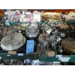 A Large selection of silver plated items to incl. teapots, serving trays, punch bowls etc