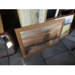 A quantity of framed and glazed pictures of outdoor scenes and a mirror