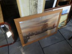 A quantity of framed and glazed pictures of outdoor scenes and a mirror