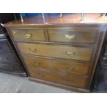 Large mahogany chest of 2 short over 3 long drawers with brass pulls