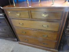 Large mahogany chest of 2 short over 3 long drawers with brass pulls