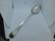 George III silver basting spoon.  Maker's incription WE over WF for William Eley and William Fearn,