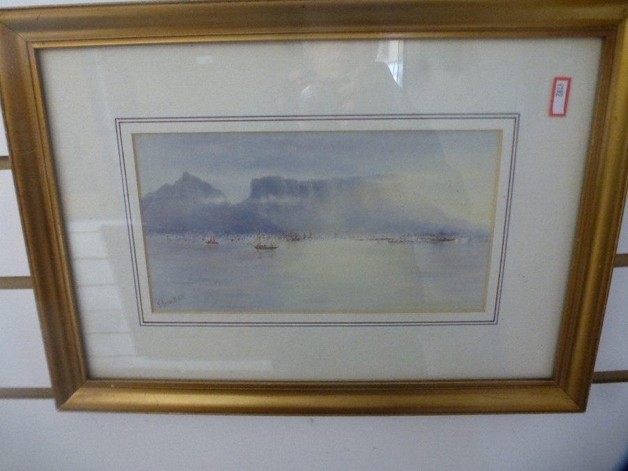 F.Avice Ball; two aged watercolours, one of Table Mountain, South Africa, each 26x14cm - Image 2 of 4