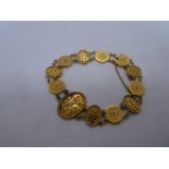 Vintage circa 1920 Chinese 20ct yellow gold bracelet marked 'WH for Wang Hing 20 with Chinese Charac