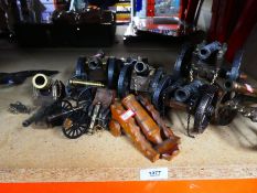 Collection of model canons, brass, white metal and wood