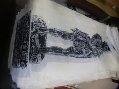 A quantity of unframed prints on silk of 17th century style figures