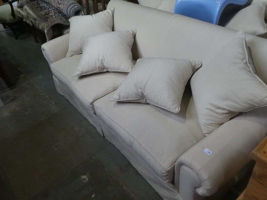 2 Contemporary 3 seat sofas with matching footstalls