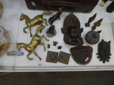 A collection of metal figures, animals and sundry