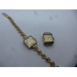 Vintage ladies 9ct 'Rotary' wristwatch with square face on 9ct yellow gold heart design strap - 12.1
