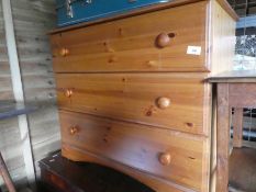 Pine chest and drawers and large mahogany