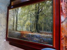 Selection of framed prints, some oil on canvas depicting woodland scenes