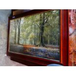 Selection of framed prints, some oil on canvas depicting woodland scenes
