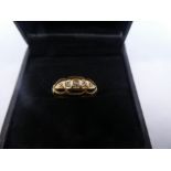 Pretty Victorian 18ct yellow gold ring set with 5 graduated diamonds, marked 18, size N, weight appr