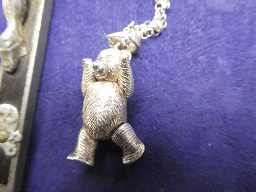 Collection of mainly silver costume jewellery to include, neck chains, charms, greyhound brooch, art - Image 2 of 6