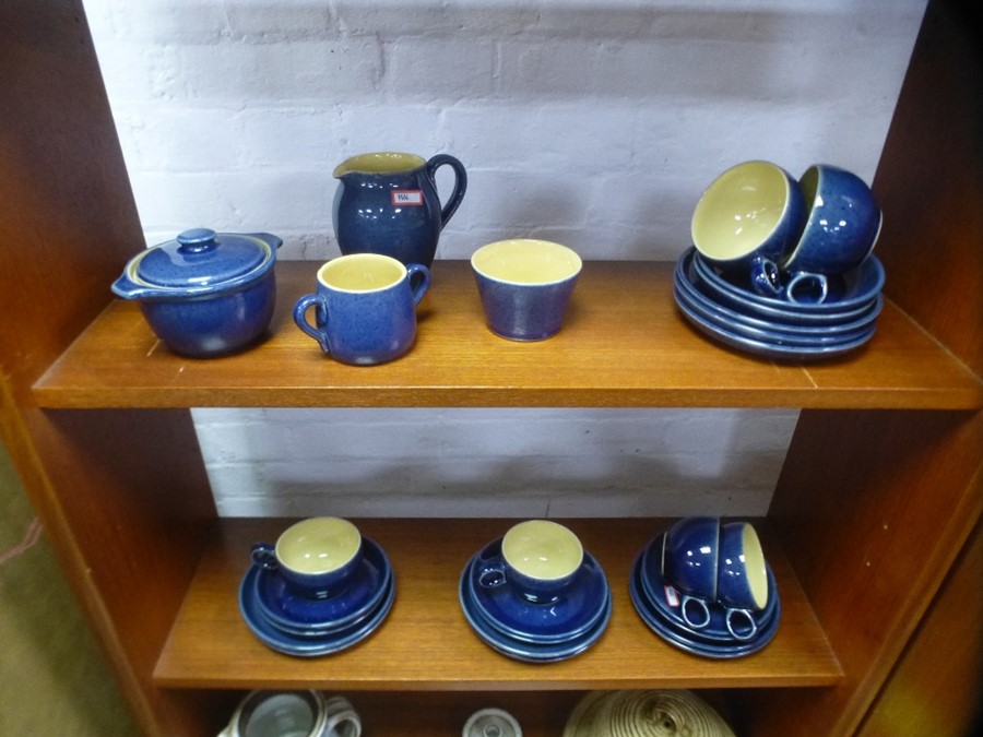 A collection of studio pottery including bee hive design cheese dish, candle sticks and a quantity o - Image 2 of 3