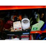 5 mixed boxes of vintage collectables to incl. radios, china, enamelware and 6 bottles of white wine