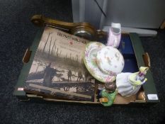 Box mixed items, incl. silver plated cutlery, Royal Doulton 'The Boy Evacuee' lady, Harrods muffin d