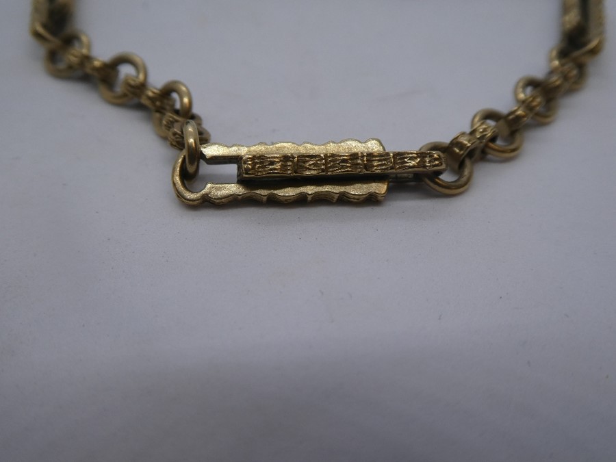 9ct yellow gold bracelet, with safety chain, marked 375, maker SAL, approx 14.6g - Image 2 of 3