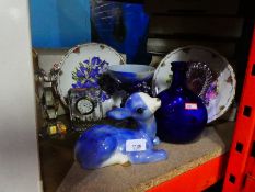 Collection of china and glass including collector's plates and Waterford clock