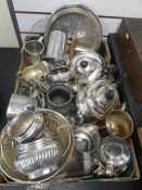 A box of silver plated items and similar