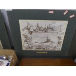 4 Mounted photographs of early 20th century Naval ships and some cricketing prints