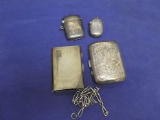 A selection of vintage Vesta cases and cigarette cases - 3, hallmarked silver, 130g approx, 1 marked
