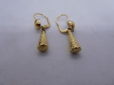 Pair of 18ct yellow gold drop earring in the form Christmas trees marked 'K18', weight approx 4.1g