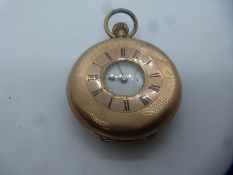 9K rose gold cased pocket watch, AF dents to case, marked 9K