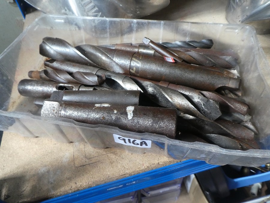 A tray of drill bits