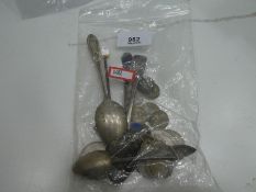 Bag of mixed coinage and spoons, some hallmarked silver