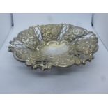 Silver hallmarked embossed and pierced trinket dish, 3.26ozt