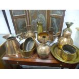 A quantity of copper and brass including a Guernsey jug by Martin's