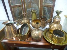 A quantity of copper and brass including a Guernsey jug by Martin's