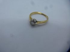 18ct yellow gold solitaire illusion set diamond ring, approx 0.10 carat, size N