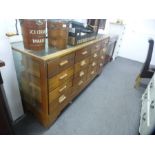 Vintage Haberdashers shop display cabinet having 16 drawers, 178cm