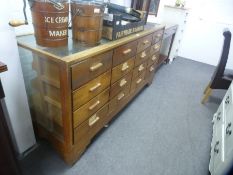 Vintage Haberdashers shop display cabinet having 16 drawers, 178cm