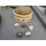 Two 18th century 20 Krajcar coins and three other 19th century coins turned into buttons, contained