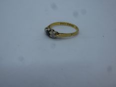 18ct yellow gold sapphire and diamond dress ring, size N, marked 18ct gross weight approx 2.8g