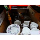 Selection of china, small collectable clocks, globe etc