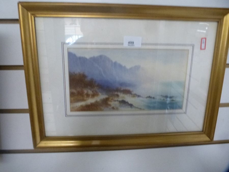F.Avice Ball; two aged watercolours, one of Table Mountain, South Africa, each 26x14cm