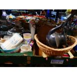 6 Boxes of china, glass and sundry items to incl. vases, plates, ornaments, and metalware