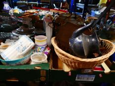 6 Boxes of china, glass and sundry items to incl. vases, plates, ornaments, and metalware