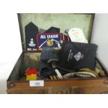 Vintage case of Military badges, patches and models