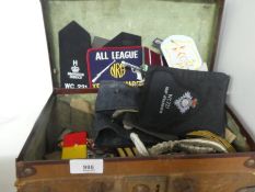 Vintage case of Military badges, patches and models