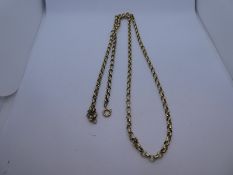 9ct yellow gold belcher chain, marked 375, approx 80cm, approx 25.7g