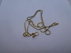 Two 9ct yellow gold box design neckchains, marked 375, approx 10g