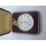9ct yellow gold pocket watch, hallmarked to the inside of back plate and marked below winder