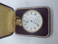 9ct yellow gold pocket watch, hallmarked to the inside of back plate and marked below winder